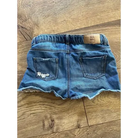 Zara baby jean shorts with lace girls size 2-3 - Picture 5 of 6